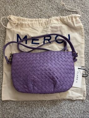 Clare V Woven Leather Petite Moyen jacaranda